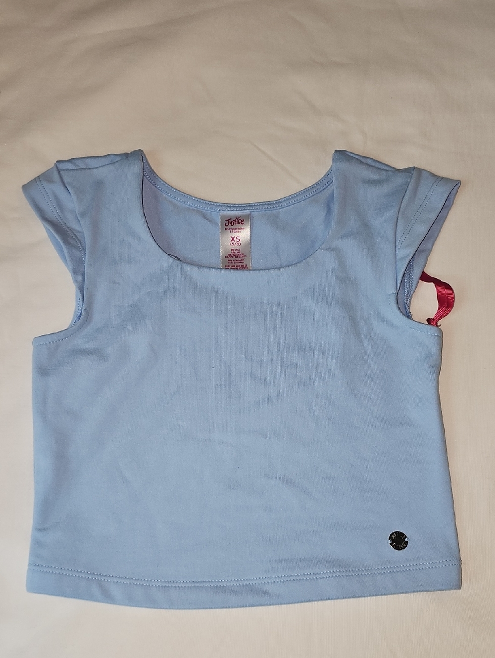 Justice Girls XS 5/6 Blue Seamless Cap Sleeve Top, New